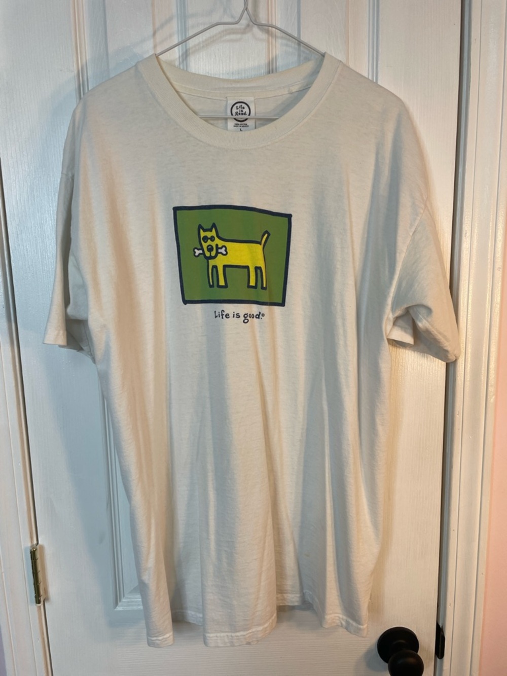 Life Is Good Cream Logo T‑Shirt with Black Print